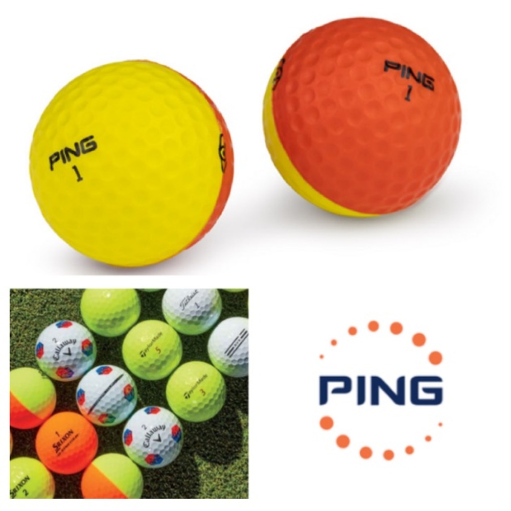 RARE!  Vintage Ping Karsten Two Tone Golf Ball - Orange & Yellow
